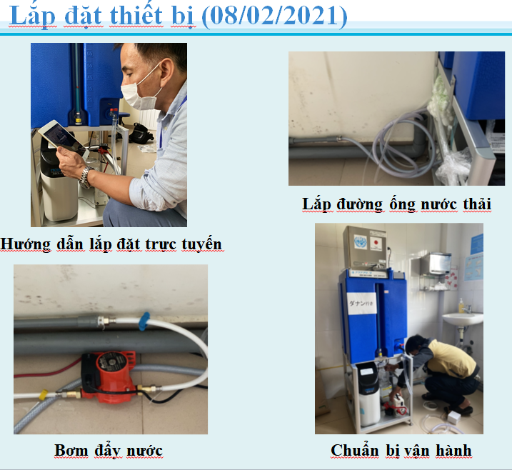 Quá trình lắp đặt máy tạo nước khử khuẩn Aqua Pulita chống covid 19