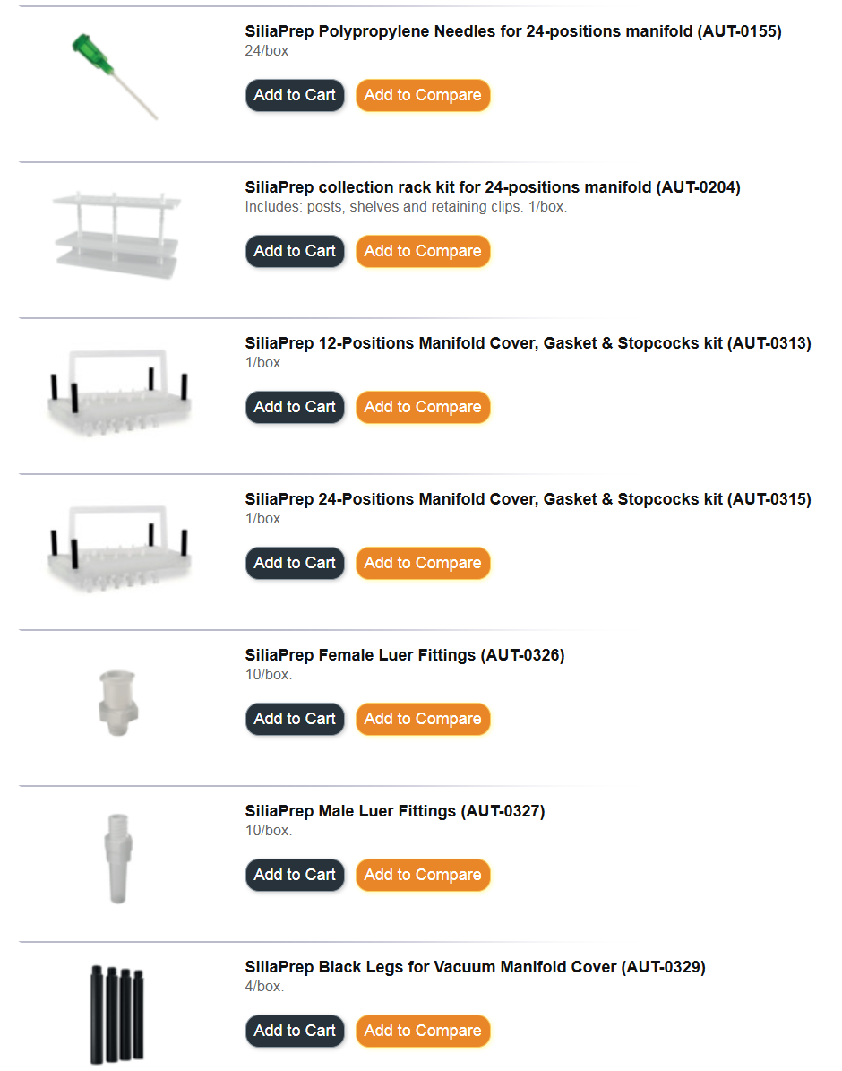 Silicycle cung cấp đầy đủ spare part của hệ Manifold Vacumm 12 và 24 giác hút